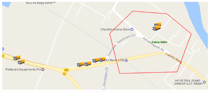 <b>Geofencing Protection </b> <br> Protect Vehicle on Voilating Geofence by Email & SMS Alert